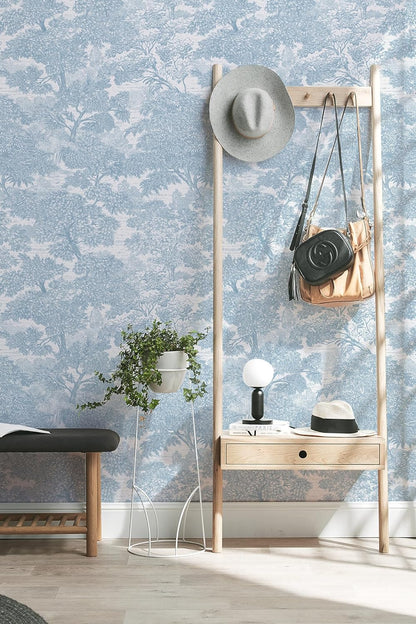 Safiyya Peel and Stick Wallpaper Beige Forest Contact Paper 17.3" x 118" Vintage Tree Wall Paper Renter Friendly Self Adhesive Removable Wallpaper for Bathroom Vinyl Off-White