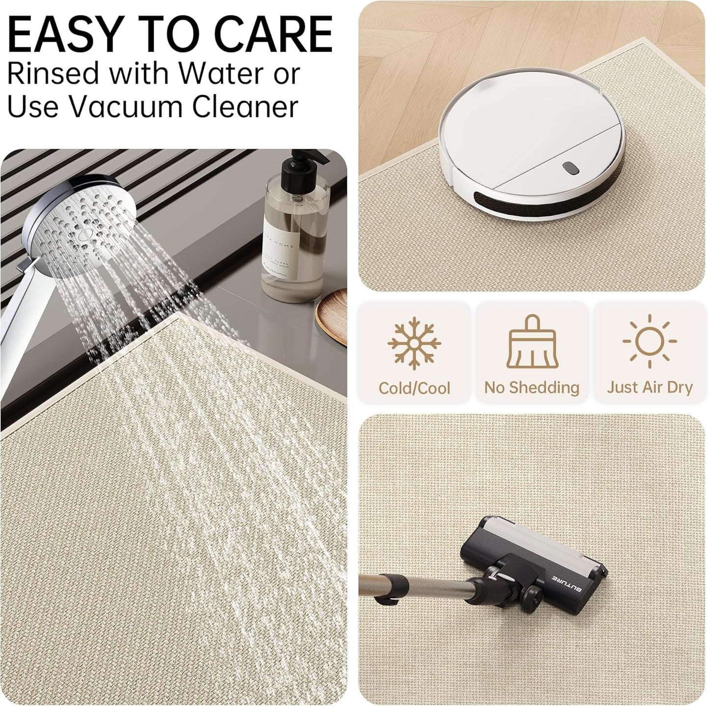 Mecko Bath Mat Rug, Rubber Non-Slip Quick Dry Absorbent Thin Bathroom Rugs Fit Under Door Bathroom Floor Mats-Shower Rug for in Front of Bathtub, Sink, Shower Room(Light Grey,16"x24")