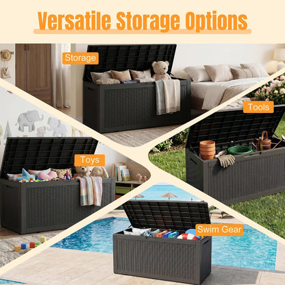 Outdoor Storage Box,38 Gallon Resin Deck Box,Waterproof & UV Resistant Lockable Package Delivery Bin,Toy Cabinet for Indoor & Outdoor