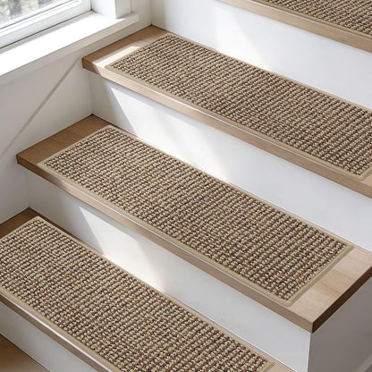 BEQHAUSE Stair Treads for Wooden Steps 28inX9in, Carpet Stair Treads Non Slip Indoor, Machine Washable Stair Runners for Kids Elders and Pets, Carpet for Stair Rugs Mat, TPE Backing, 4pcs, Taupe