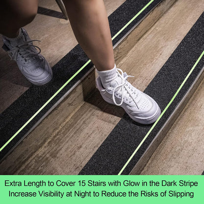 Anti Slip Tape, 4 Inch x 42 Ft Grip Tape for Stairs Outdoor/Indoor, Waterproof Non Skid Roll for Stair Treads Non Slip, High Traction Friction Abrasive Adhesive Stair Steps - Black
