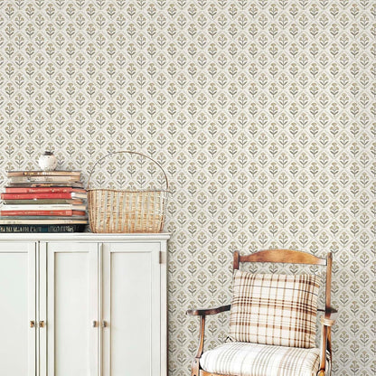 Dimoon 17.3''x78.7'' Peel and Stick Wallpaper Floral Cute Contact Paper Vintage Village Country Cottage Wallpaper Farmhouse Yellow Beige Renter Friendly Geometry Waterproof Embossed Kitchen Bedroom