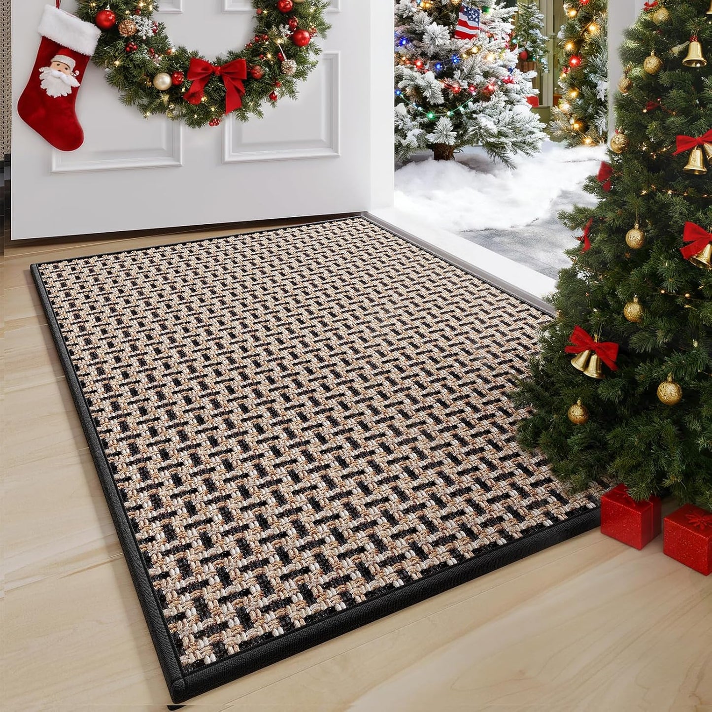 Door Mat 17"x30",Door Mat Indoor Entrance Dirt Resistant and Absorbent Non-Slip Rubber Backing Front Door Mats Washable Low-Profile Indoor Mats for Entryway, Inside Entrance Easy Clean Gray