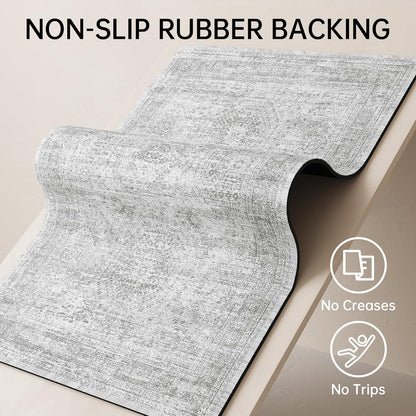 Mecko Bath Mat Rug, Rubber Non-Slip Quick Dry Absorbent Thin Bathroom Rugs Fit Under Door Bathroom Floor Mats-Shower Rug for in Front of Bathtub, Sink, Shower Room(Light Grey,16"x24")