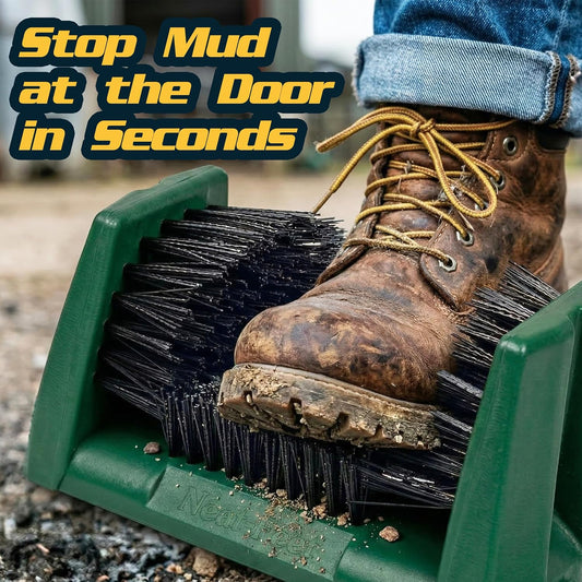 Neat Feet Boot Brush & Boot Scraper | Mountable Shoe Cleaner w/Screws, Injection Molded Plastic Mud Scrubber for Work Boots, Hiking & Outdoor Footwear, Weather-Resistant for Garage, Porch & Entryway