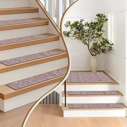 Non-Slip Carpet Stair Treads 15PCS, 8"x30" Peel and Stick Stair Runner for Wooden Steps Indoor, Washable Reusable Adhesive Backing, Pet-Friendly Safety Mats for Kids, Elders, Dogs