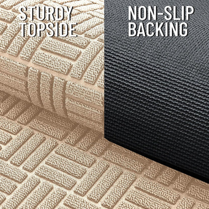 OLANLY Front Door Mat Outside Entrance 29.5x17, Absorbent, Heavy Duty Sturdy Natural Rubber Doormat Indoor Outdoor, Stain and Fade Resistant, Non-Slip Backing Low Profile Floor Mat for Entryway, Grey