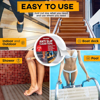 Grip Tape - Heavy Duty Anti Slip Tape for Stairs Outdoor/Indoor Waterproof 4Inch x 35Ft Safety Non Skid Roll for Stair Steps Ramp Traction Tread Staircases Grips Adhesive Non Slip Strips Walk Black