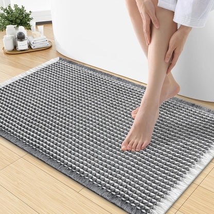 Smiry Waffle Bath Mat 30x20, Extra Soft Absorbent Bathroom Rugs, Non Slip Machine Washable Quick Dry Bath Rugs for Bathroom Floor, Tub, Shower, Home Decor Accessories, Brown