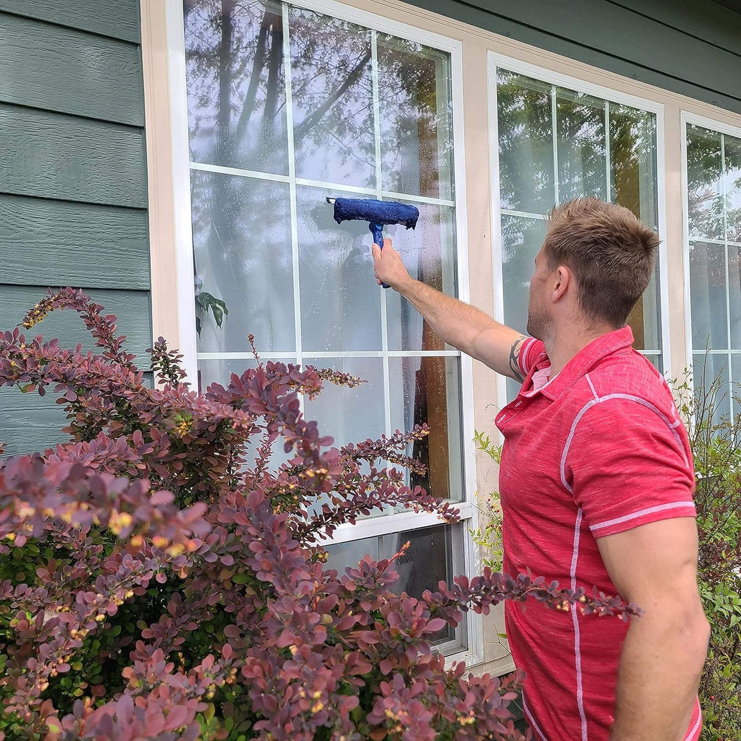 Bring It On Professional Window Squeegee with Microfiber Scrubber 10 Inch