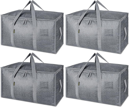 BALEINE 6-Pack Oversized Moving Bags with Reinforced Handles, Heavy-Duty Storage Tote for Clothes, Moving Supplies (Clear, 6-Pack)