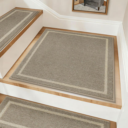 COSY HOMEER Soft Stair Treads Non-Slip Carpet Mat 28inX9in Indoor Stair Runners for Wooden Steps, Stair Rugs for Kids and Dogs, 100% Polyester TPE Backing 4pcs, Grey