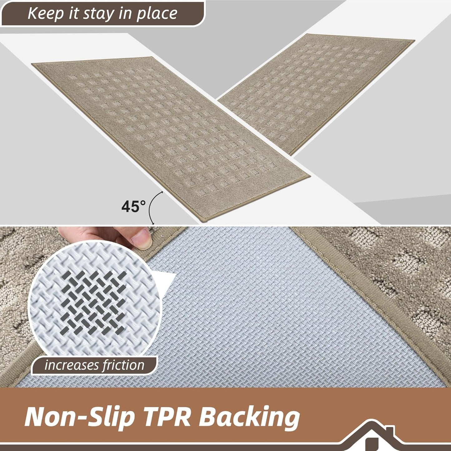 BEQHAUSE Dirt Trapper Door Mats 20"x32", Non-Slip Waffle Doormat Indoor Entrance Low-Profile, Dirt Resist and Absorbent Entryway Rugs Washable Inside Welcome Floor Mat for Front Back Door, Beige