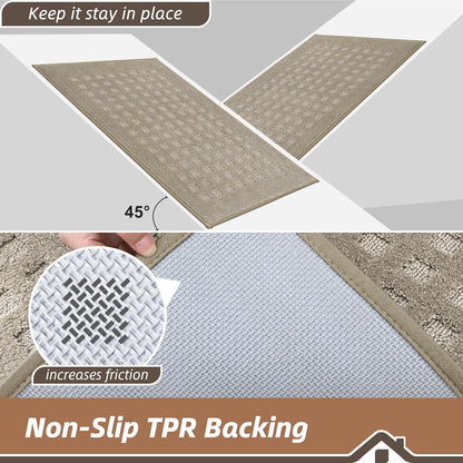 BEQHAUSE Dirt Trapper Door Mats 20"x32", Non-Slip Waffle Doormat Indoor Entrance Low-Profile, Dirt Resist and Absorbent Entryway Rugs Washable Inside Welcome Floor Mat for Front Back Door, Beige