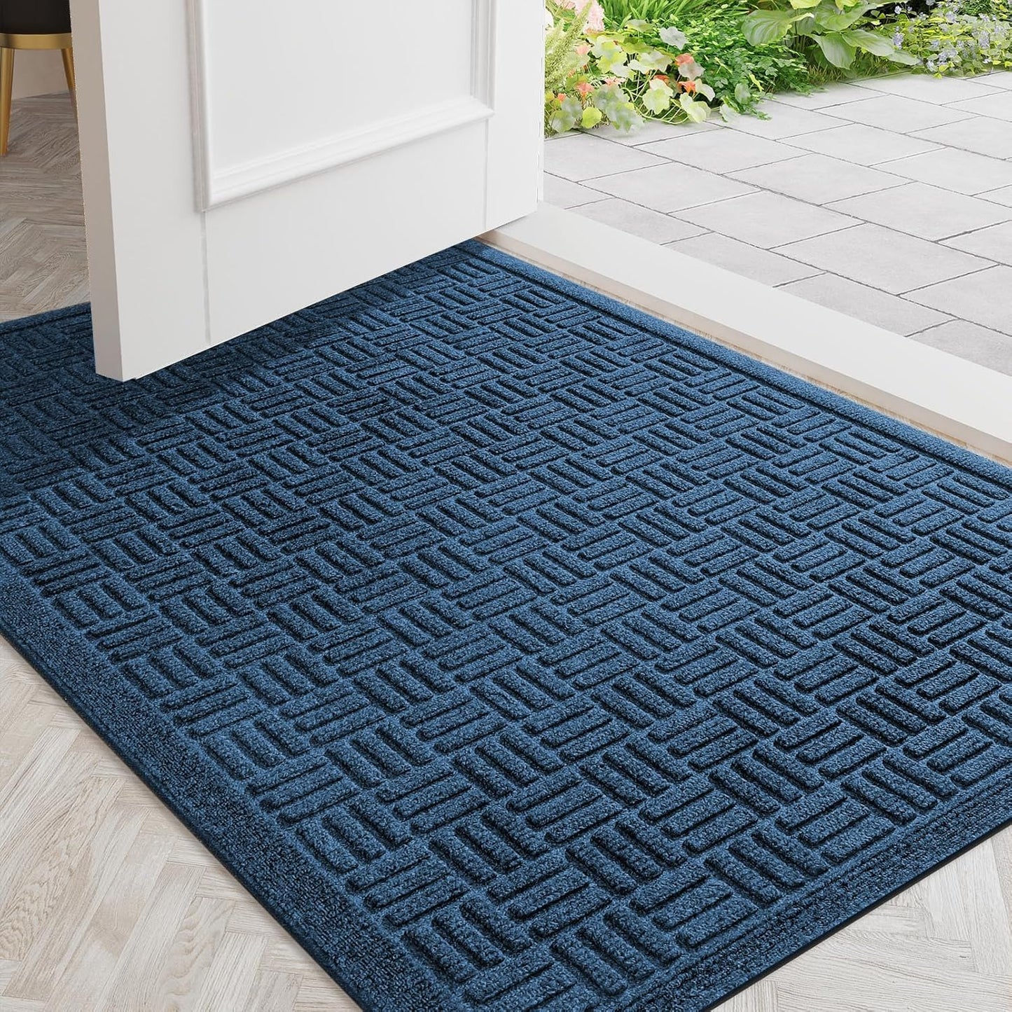 Mibao Front Door Mat, Heavy Duty Durable Welcome Mat for Outdoor Indoor, Dirt Trapper Waterproof Super Absorbent Door Mat for Entryway Outside Patio Porch, 29.5" x 17", Grey