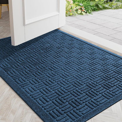 Mibao Front Door Mat, Heavy Duty Durable Welcome Mat for Outdoor Indoor, Dirt Trapper Waterproof Super Absorbent Door Mat for Entryway Outside Patio Porch, 29.5" x 17", Grey