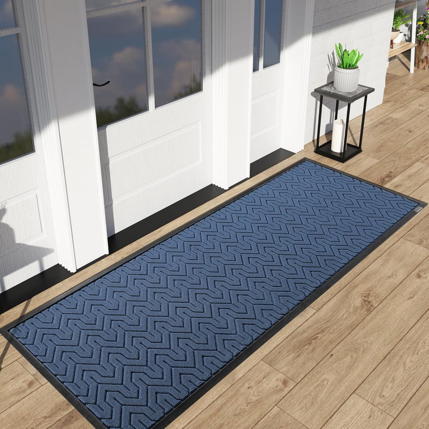 Yimobra Front Door Mat Outside Entrance 29.5x17, Waterproof Heavy Duty Outdoor Mats for Front Door, Non Slip Rubber Entry Mat for Garage Patio Indoor, Grey