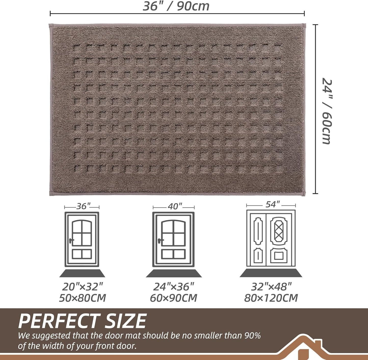 BEQHAUSE Dirt Trapper Door Mats 20"x32", Non-Slip Waffle Doormat Indoor Entrance Low-Profile, Dirt Resist and Absorbent Entryway Rugs Washable Inside Welcome Floor Mat for Front Back Door, Beige