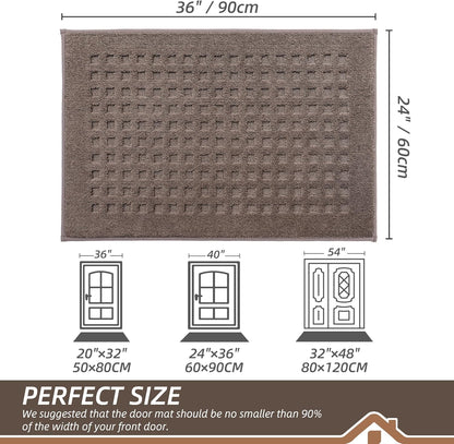 BEQHAUSE Dirt Trapper Door Mats 20"x32", Non-Slip Waffle Doormat Indoor Entrance Low-Profile, Dirt Resist and Absorbent Entryway Rugs Washable Inside Welcome Floor Mat for Front Back Door, Beige