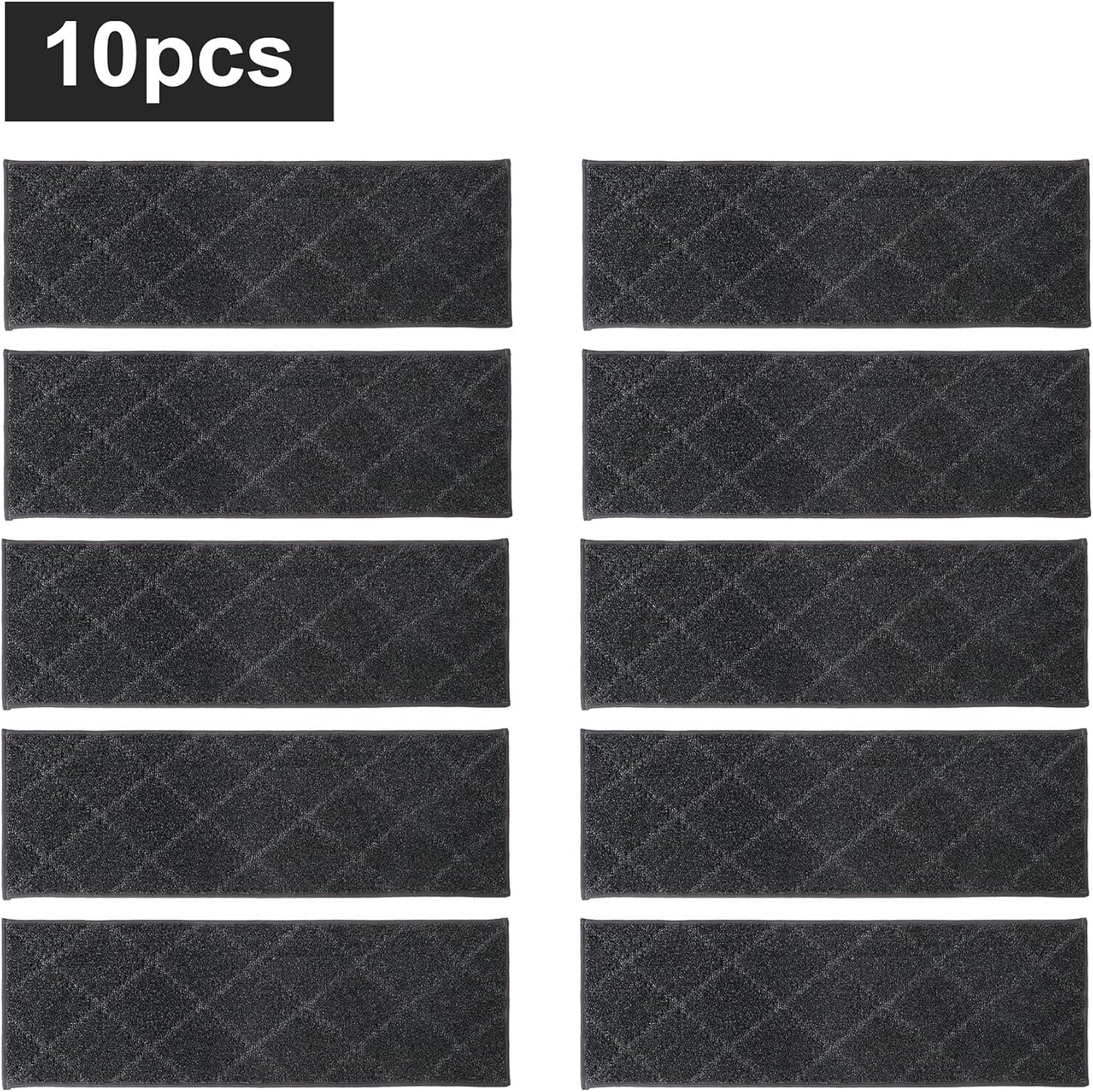 COSY HOMEER Edging Stair Treads Non-Slip Carpet Mat 28inX9in Indoor Stair Runners for Wooden Steps, Edging Stair Rugs for Kids and Dogs, 100% Polyester TPE Backing(4pc, Beige)