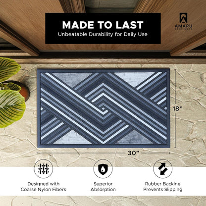Extra Durable, Superior Absorption, Front Door Mat for Outdoor & Indoor - Welcome Mat for Entryway, Entrance, Patio, Porch - Waterproof, Non-Slip Backing, Coarse Fibers (Scales,17x29)
