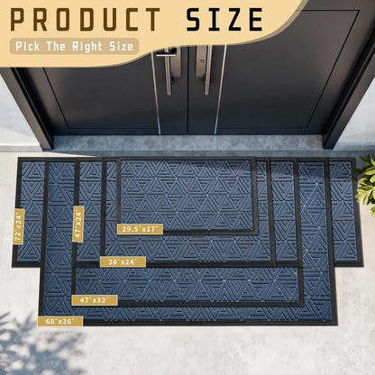 Yimobra Front Door Mat Outside Entrance 29.5x17, Waterproof Heavy Duty Outdoor Mats for Front Door, Non Slip Rubber Entry Mat for Garage Patio Indoor, Grey