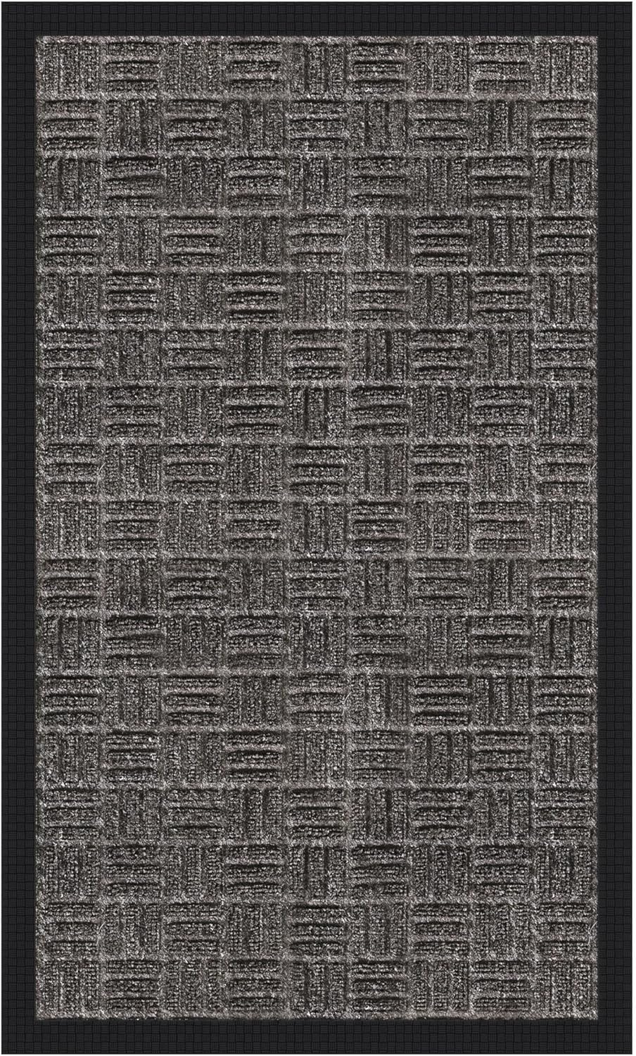 Ottomanson Waterproof Rubber Outdoor Doormat – Heavy-Duty Non-Slip Rubber Floor Mat with Ridge Scraper Pattern, All-Weather Front Door Entry Mat for Mud & Dirt Control – 18" x 30", Black