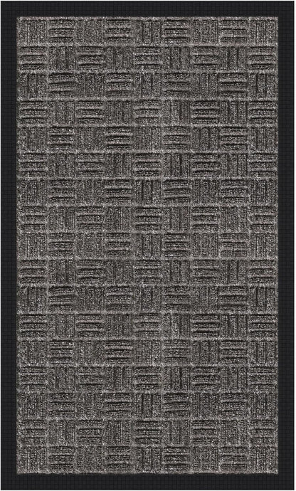 Ottomanson Waterproof Rubber Outdoor Doormat – Heavy-Duty Non-Slip Rubber Floor Mat with Ridge Scraper Pattern, All-Weather Front Door Entry Mat for Mud & Dirt Control – 18" x 30", Black
