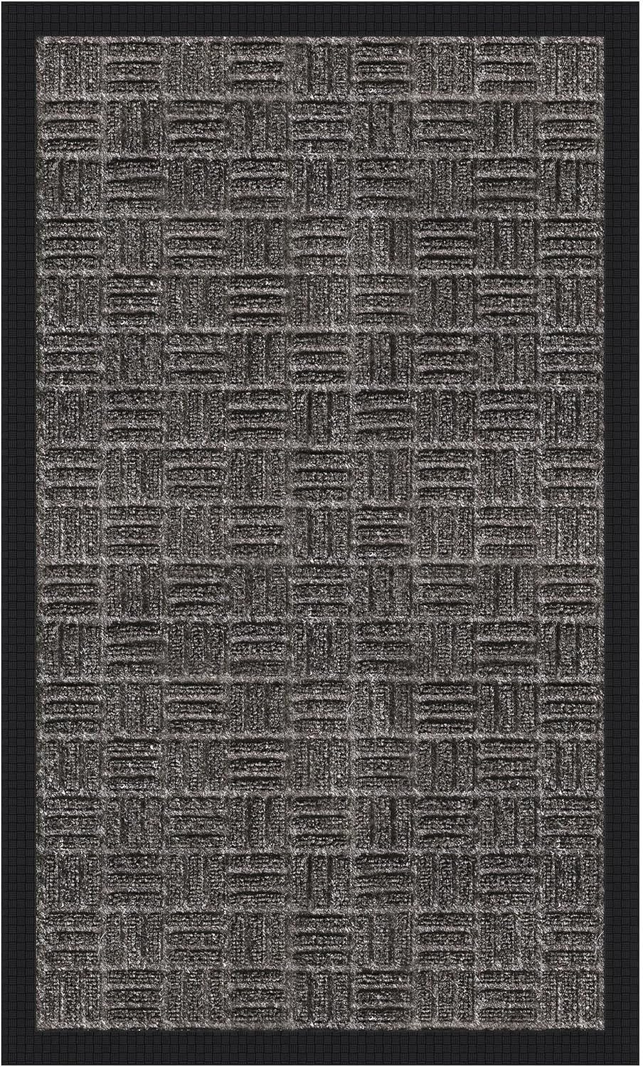 Ottomanson Waterproof Rubber Outdoor Doormat – Heavy-Duty Non-Slip Rubber Floor Mat with Ridge Scraper Pattern, All-Weather Front Door Entry Mat for Mud & Dirt Control – 24" x 36", Black