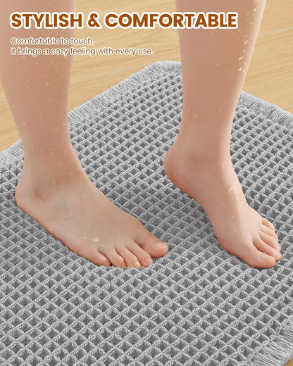Smiry Waffle Bath Mat 30x20, Extra Soft Absorbent Bathroom Rugs, Non Slip Machine Washable Quick Dry Bath Rugs for Bathroom Floor, Tub, Shower, Home Decor Accessories, Brown