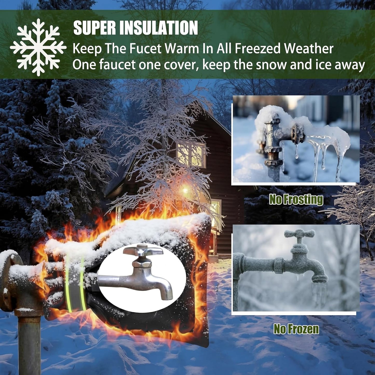 6 Pack Outdoor Faucet Cover for Winter 8.3 x 6.7 Inch Garden Outside Hose Bib Cover with Reflective Strips Waterproof Reusable Protector Spigot Covers Faucet Socks for Freeze Protection