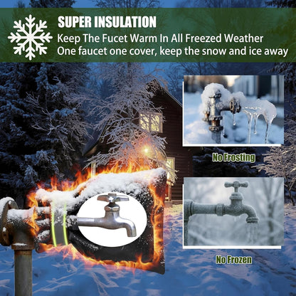 6 Pack Outdoor Faucet Cover for Winter 8.3 x 6.7 Inch Garden Outside Hose Bib Cover with Reflective Strips Waterproof Reusable Protector Spigot Covers Faucet Socks for Freeze Protection