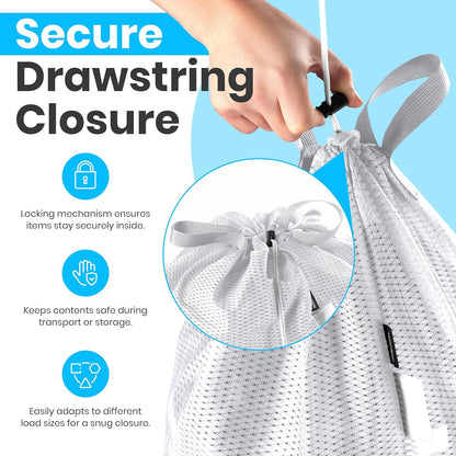 Mesh Laundry Bags 24 x 36 In, 2-Pack - Handy Laundry Heavy Duty Net Bag | Holds a Full Load, Tear-Resistant Wash Sack with Drawstring, Handles, Machine Washable, Hamper Liner, Dorm, Travel, White
