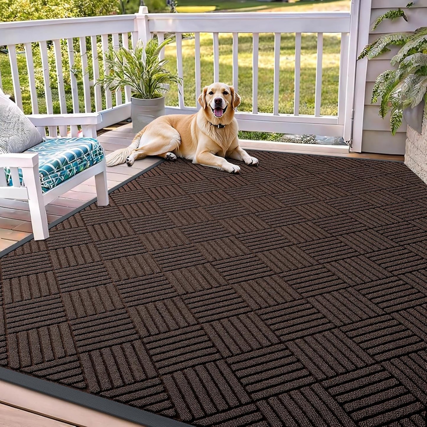 OLANLY Front Door Mat Outside Entrance 29.5x17, Absorbent, Heavy Duty Sturdy Natural Rubber Doormat Indoor Outdoor, Stain and Fade Resistant, Non-Slip Low Profile Floor Mat for Entryway, Grey Diamond