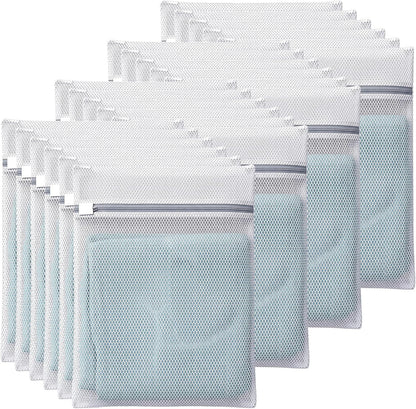 24 PCS Laundry Bags Mesh Wash Bags Bulk, Honeycomb Mesh Laundry Bags for Delicates with Zipper Closure, 12"x16" Medium Wash Bag for Bras, Socks, Baby Clothes, Dorm & Travel