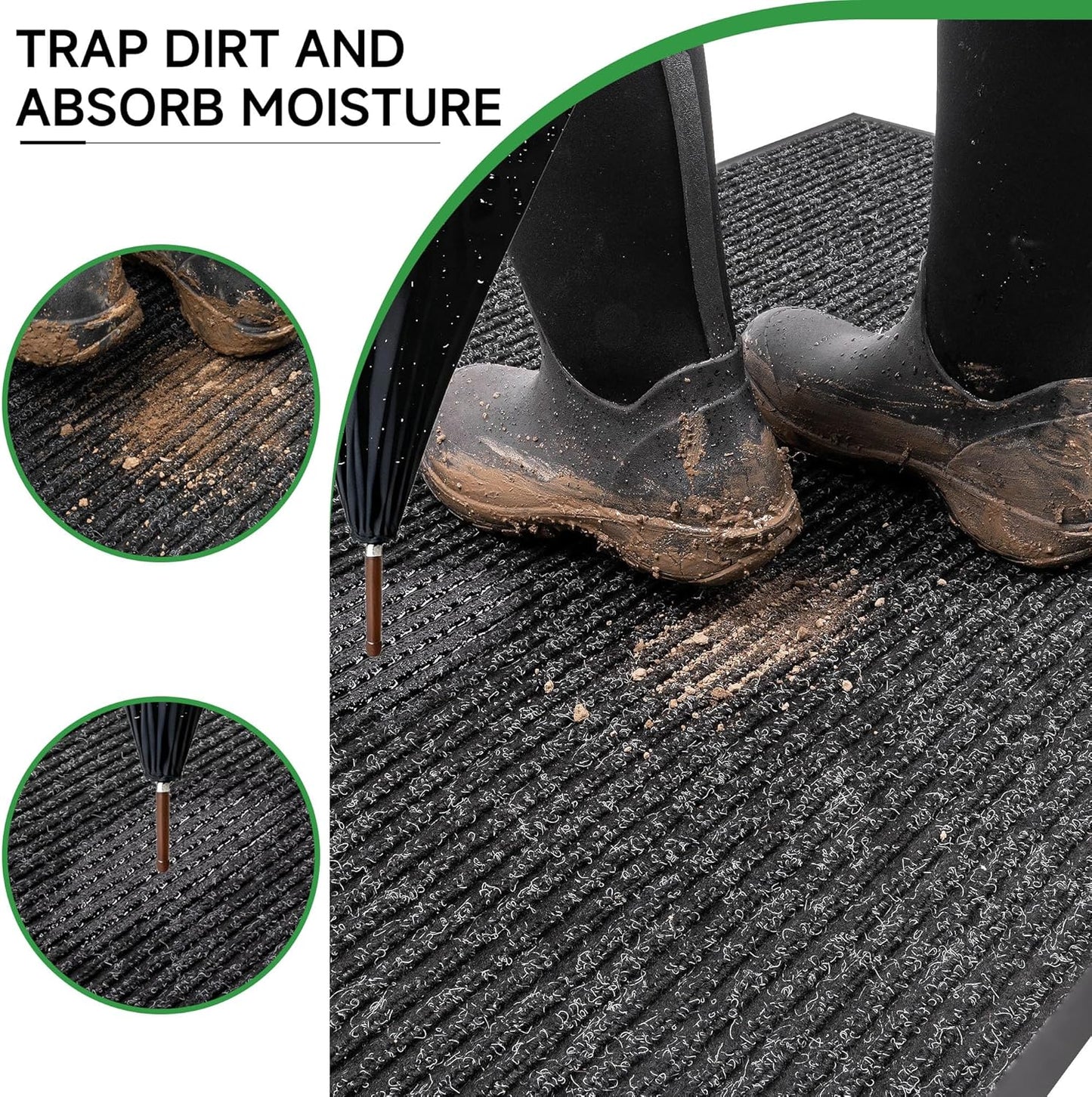 100pointONE Durable Front Door Mat, Heavy Duty Indoor Outdoor Doormat, 48” x 36” Low Profile Outdoor Mats for Home Entrance, Stain and Fade Resistant Shoe Scraper Mat, Ideal for High Traffic Area
