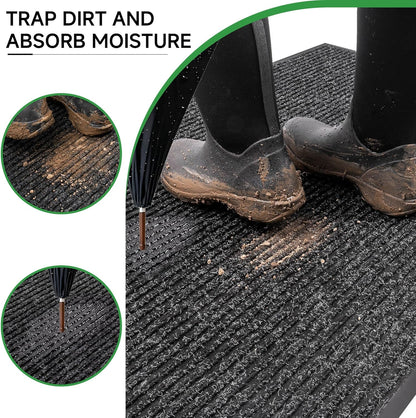100pointONE Durable Front Door Mat, Heavy Duty Indoor Outdoor Doormat, 48” x 36” Low Profile Outdoor Mats for Home Entrance, Stain and Fade Resistant Shoe Scraper Mat, Ideal for High Traffic Area