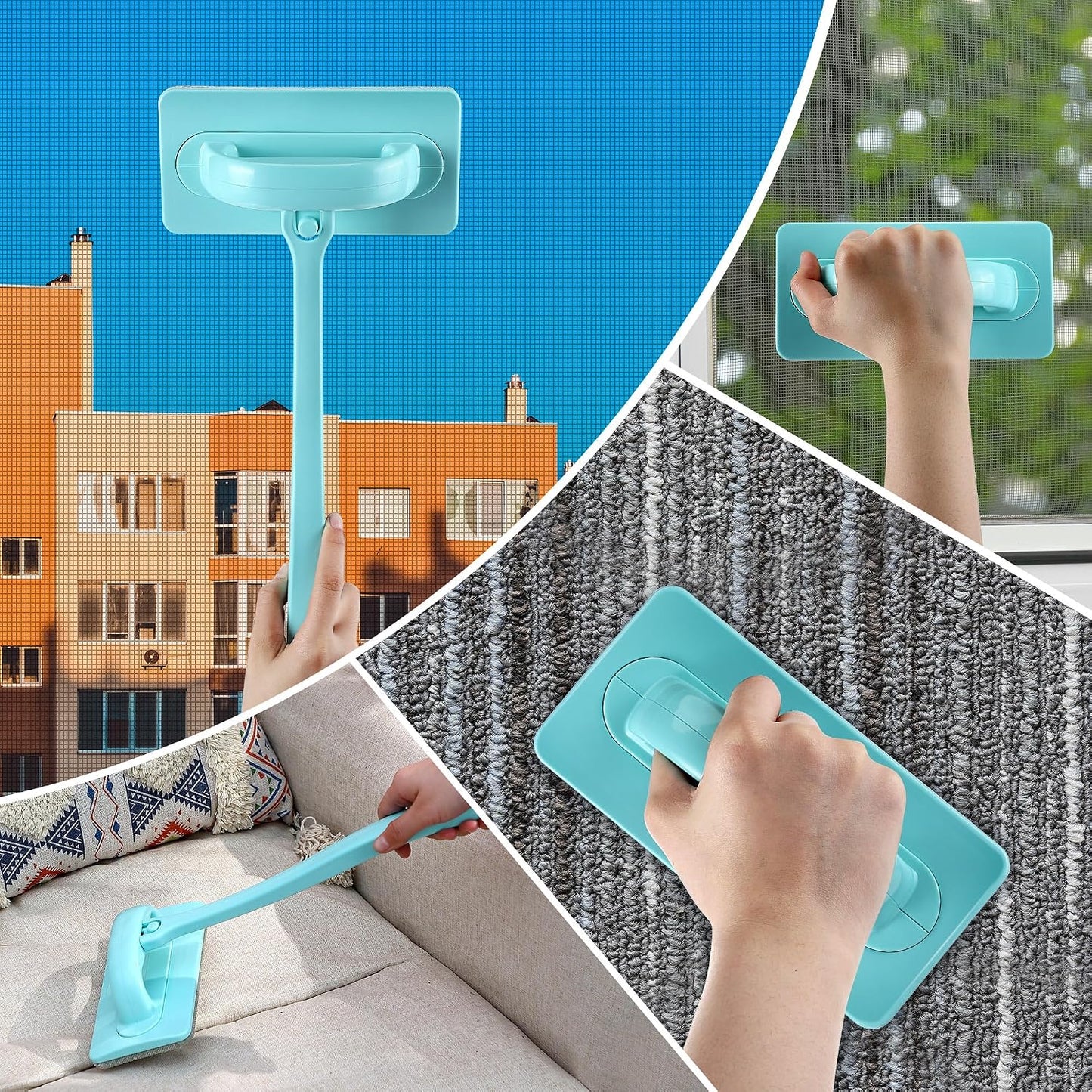 Enhon 1 Pack Mesh Screen Cleaner, Window Screen Cleaning Brush Washing Equipment, Detachable Window Cleaner Tool with Wet and Dry Dual Use