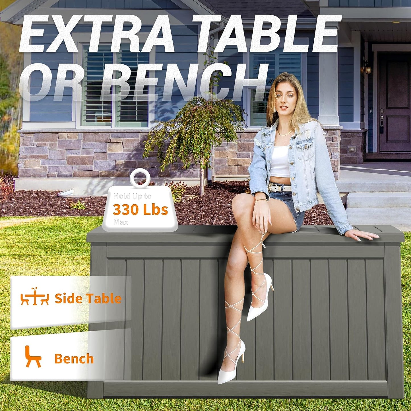 Outdoor Storage Box, 31 Gallon Resin Deck Boxes Outdoor Waterproof For Patio Furniture, Garden Tools, Pool Supplies, Lockable And UV Resistant (Rattan Gray)