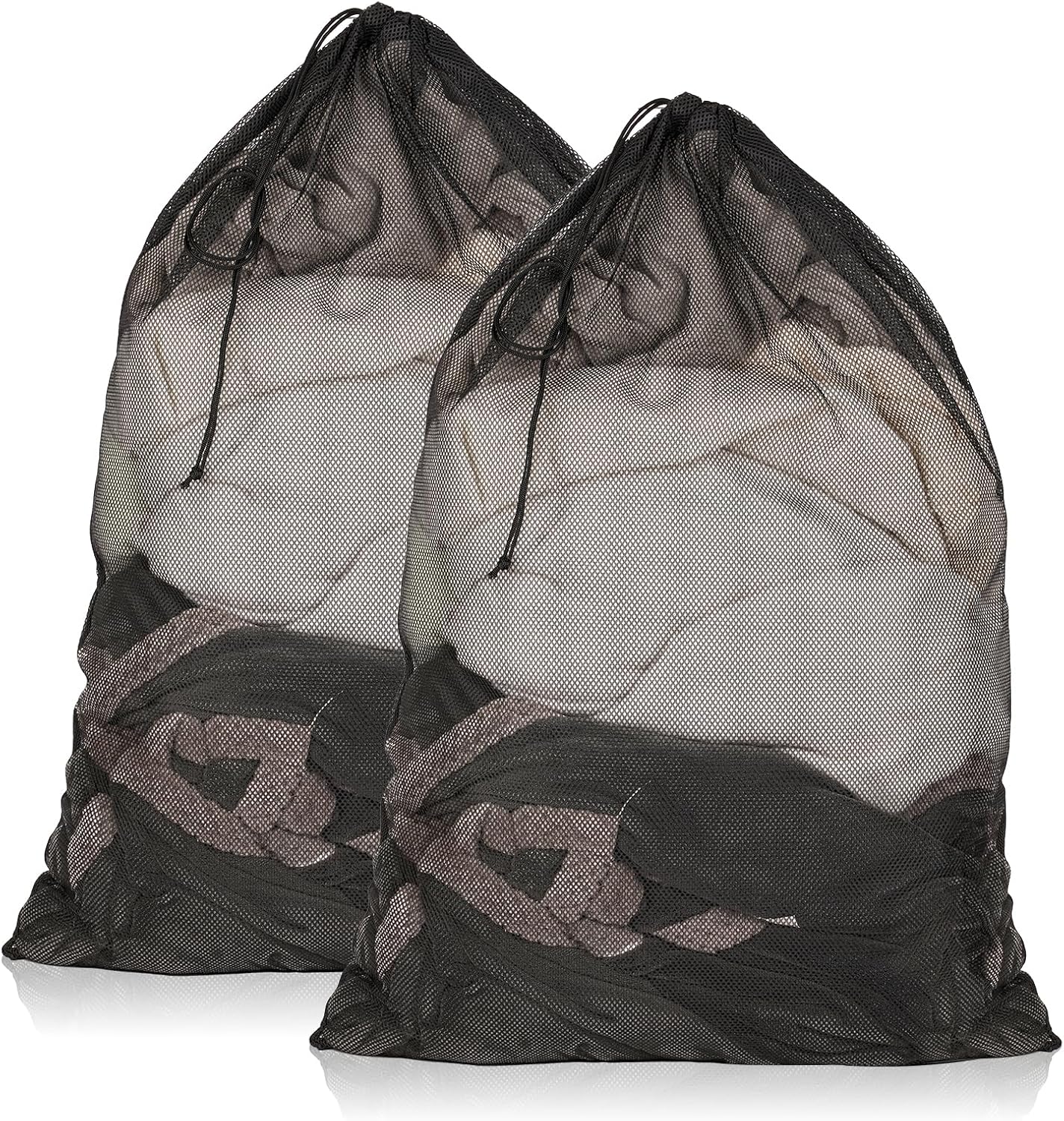 2 Pack Mesh Laundry Bags, 23 x 34 Inches Heavy Duty Mesh Laundry Bag, Large Laundry Drawstring Bag for College, Dorm, Travel, Family and Apartment Dwellers, Black