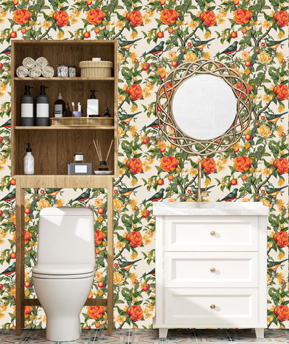 Danodoi Yellow Floral Wallpaper Peel and Stick Vinyl Wallpaper Stick and Peel Colorful Contact Paper for Cabinets Waterproof Self Adhesive Wall Paper for Kitchen Countertop Wall 17.5" x 118"
