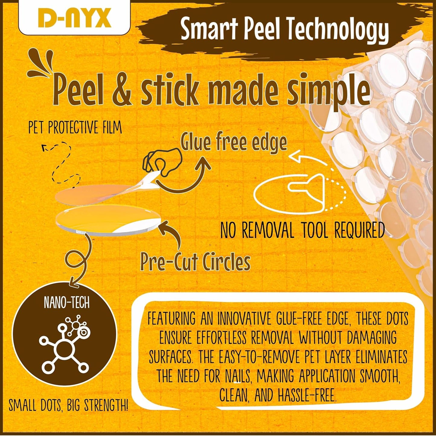 D-NYX Heavy Duty Double Sided Tape - Extra Large Nano Double Sided Adhesive Tape 1.18 inch Wide Removable Wall Tape Sticky Poster Tape Decor Scrapbook Supplies Scrapbookig Strips 9.85ft
