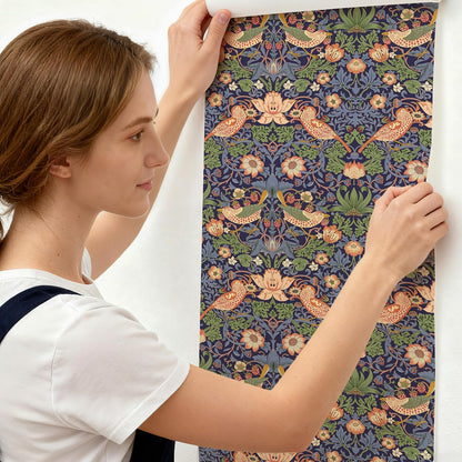 17"x118" Peel and Stick Wallpaper for Renter Friendly, Removable Wallpaper Peel and Stick, Self-Adhesive Textured Contact Paper for Walls, Cabinets, Countertops(Morning Song of Flowers)