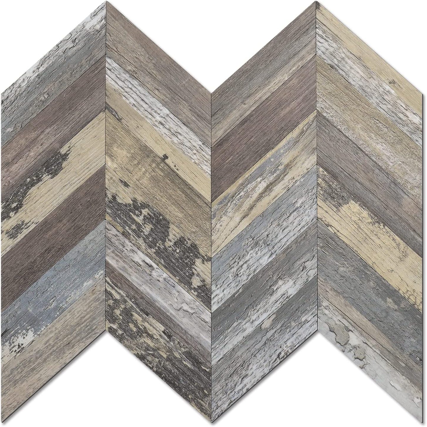 STICKGOO 10-Sheet Herringbone Tile Peel and Stick Backsplash, Beige Mixed Metal Gold PVC Stick on Backsplash, Self Adhesive Wall Tile for Kitchen and Bathroom