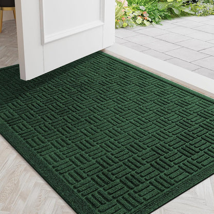 Mibao Front Door Mat, Heavy Duty Durable Welcome Mat for Outdoor Indoor, Dirt Trapper Waterproof Super Absorbent Door Mat for Entryway Outside Patio Porch, 29.5" x 17", Grey
