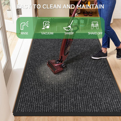 100pointONE Durable Front Door Mat, Heavy Duty Indoor Outdoor Doormat, 48” x 36” Low Profile Outdoor Mats for Home Entrance, Stain and Fade Resistant Shoe Scraper Mat, Ideal for High Traffic Area