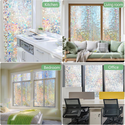 HIDBEA Frosted Window Privacy Film Heat Control UV Blocking, Static Cling Non-Adhesive Reusable Door coverings for Bathroom Home Office (Frosted 17.5 Inch x 6.5 Feet)