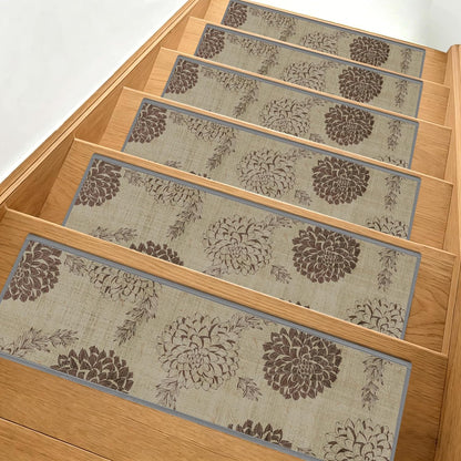 Non-Slip Carpet Stair Treads 15PCS, 8"x30" Peel and Stick Stair Runner for Wooden Steps Indoor, Washable Reusable Adhesive Backing, Pet-Friendly Safety Mats for Kids, Elders, Dogs
