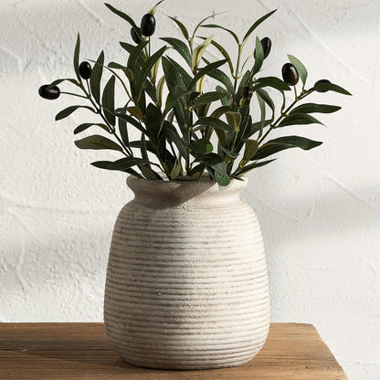 Ceramic Flower Vase, Small Rustic Farmhouse Vases Home Decor, Short Pottery Decorative Pampas Vase for Table Living Room Entryway Mantel Bookshelf Bedroom Bathroom Kitchen - 6" W