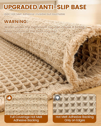 Smiry Waffle Bath Mat 30x20, Extra Soft Absorbent Bathroom Rugs, Non Slip Machine Washable Quick Dry Bath Rugs for Bathroom Floor, Tub, Shower, Home Decor Accessories, Brown